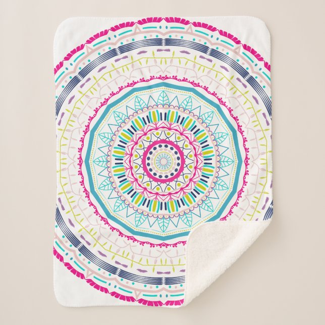 colourful mandala sherpa blanket (Front)