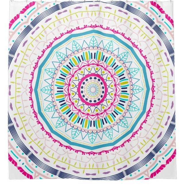 colourful mandala shower curtain (Front)