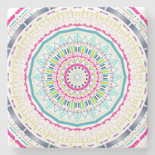colourful mandala stone coaster (Front)