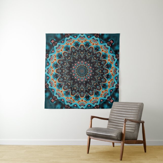 Colourful mandala tapestry (In Situ)