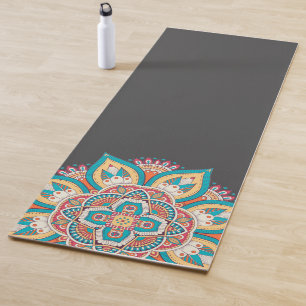 Colourful mandala vibrant energetic art yoga mat