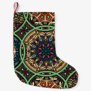 Colourful Mandala: Vintage Floral Hand Drawn Small Christmas Stocking