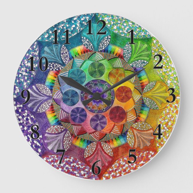 Colourful Mandala Wall Clock (Front)