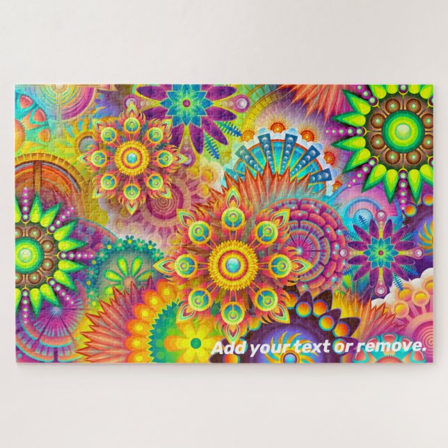 Colourful mandalas fractal abstract pattern design jigsaw puzzle (Horizontal)