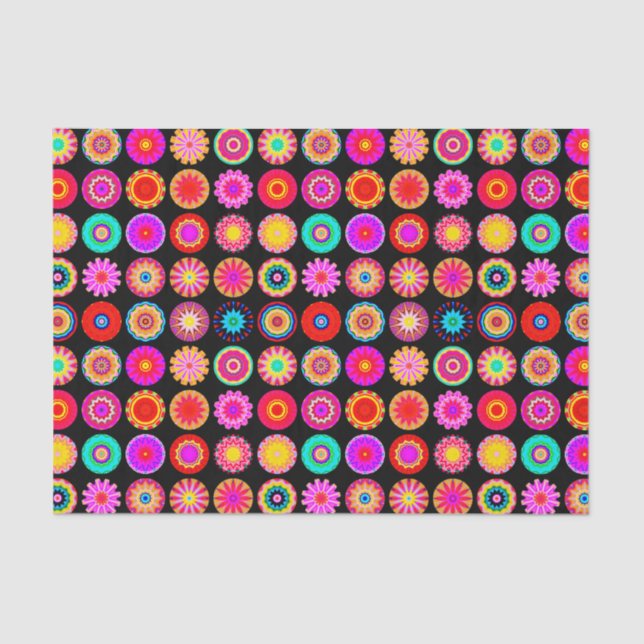 Colourful Mandalas - on Black Tissue Paper (Front)