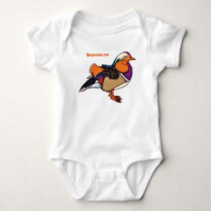 Colourful mandarin duck illustration baby bodysuit