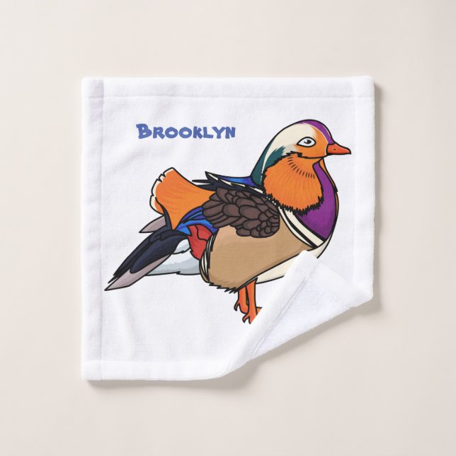 Colourful mandarin duck illustration bath towel set (Wash Cloth)