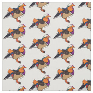 Colourful mandarin duck illustration fabric