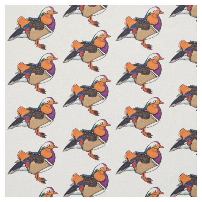 Colourful mandarin duck illustration fabric (Swatch)