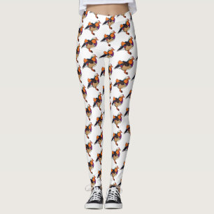 Colourful mandarin duck illustration leggings