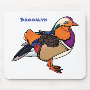 Colourful mandarin duck illustration mouse pad