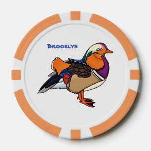 Colourful mandarin duck illustration poker chips