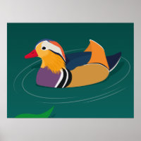 Colourful Mandarin Duck Modern Digital Art