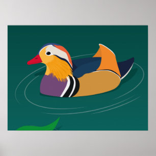 Colourful Mandarin Duck Modern Digital Art Poster