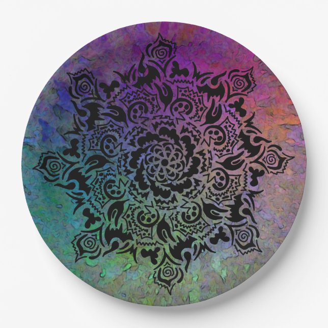 Colourful Mandella Paper Plate (Front)