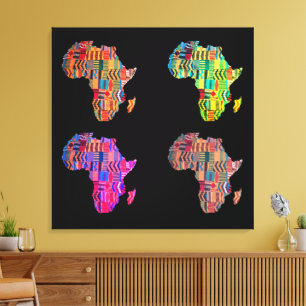 Colourful Map of Africa Stretched Canvas Print
