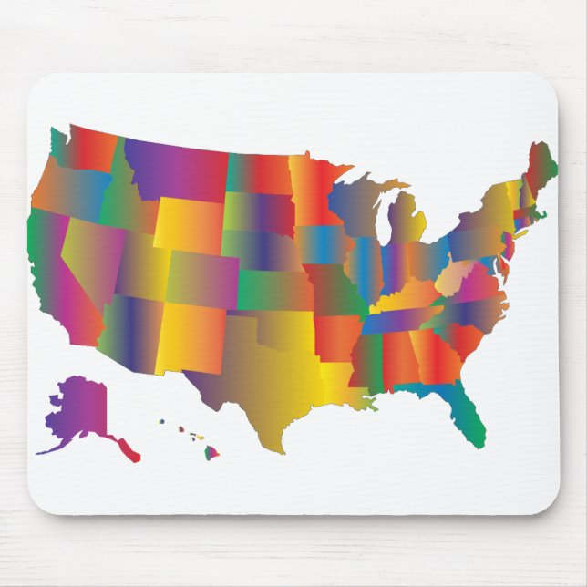 Colourful Map of America Mouse Pad (Front)