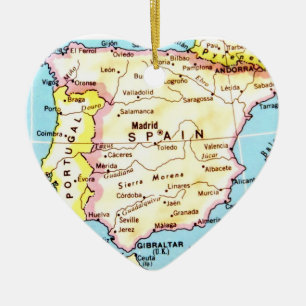 Colourful Map of Spain Design Ceramic Tree Decoration