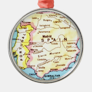Colourful Map of Spain Design Metal Tree Decoration