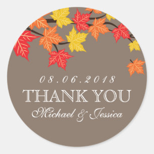 Colourful Maple Leaf Fall Autumn Wedding Sticker