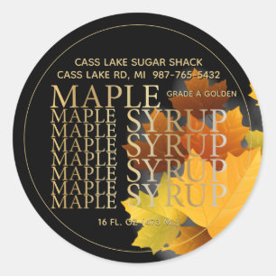 Colourful Maple Leaf Round Syrup label