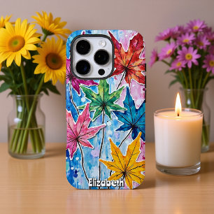 Colourful Maple Leaves Abstract Painting iPhone 16 Pro Case