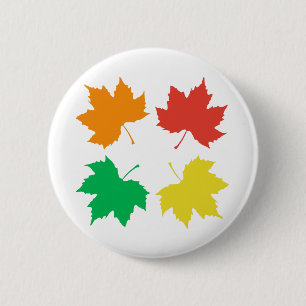 Colourful maple leaves pattern 6 cm round badge