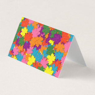 Colourful maple leaves pattern business card