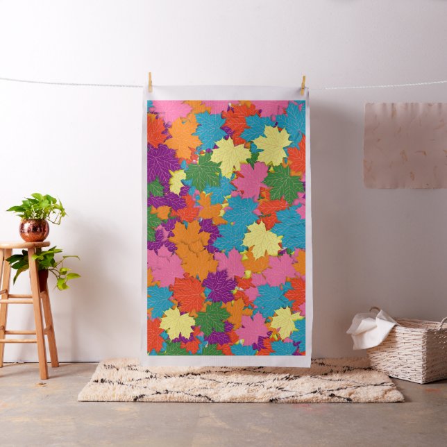 Colourful maple leaves pattern fabric (In Situ)