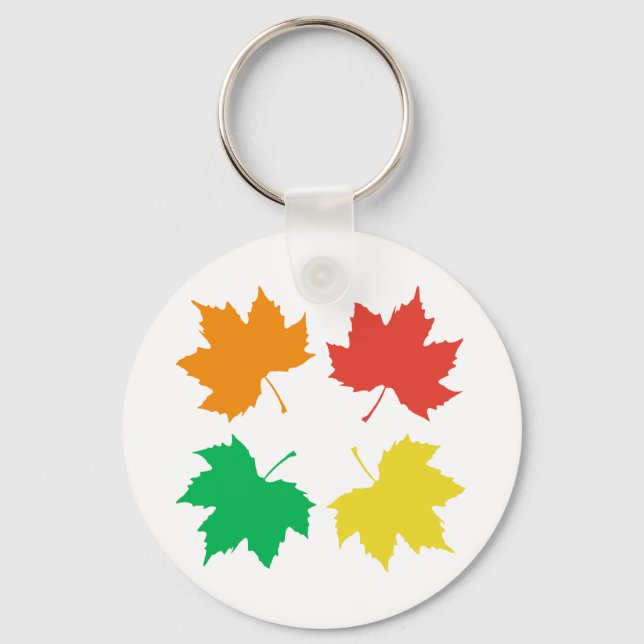Colourful maple leaves pattern key ring (Front)