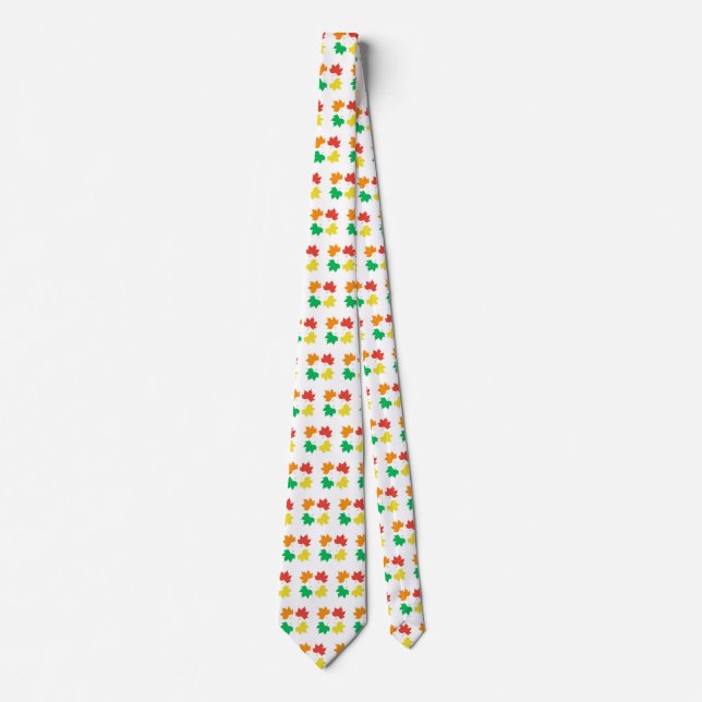 Colourful maple leaves pattern tie (Front)