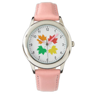Colourful maple leaves pattern watch