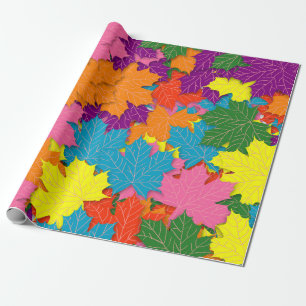 Colourful maple leaves pattern wrapping paper