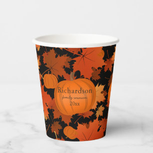 Colourful maple leaves pumpkin fall family reunion paper cups