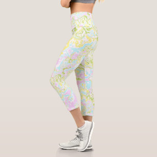 Colourful Marble 3  Capri Leggings