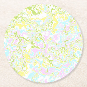 Colourful Marble 3 Round Paper Coaster