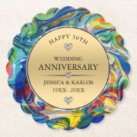 Colourful Marble 50th gold wedding anniversary