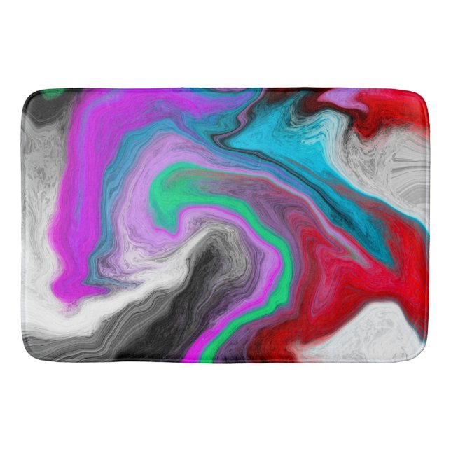 Colourful Marble Art Explosion   Bath Mat (Front)