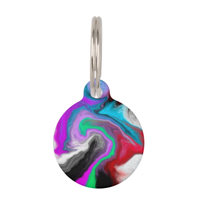 Colourful Marble Art Explosion Personalised  Pet Tag (Front)