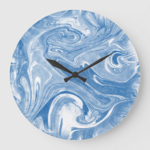 Colourful Marble Art Pattern. Large Clock
