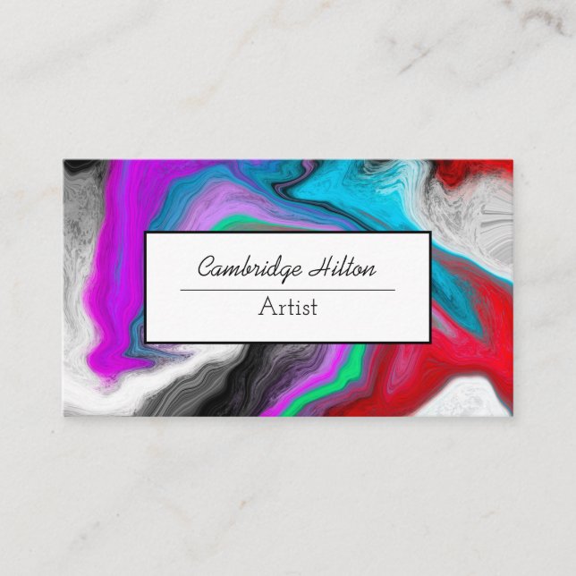 Colourful Marble Fluid Art   Business Card (Front)