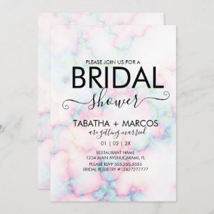Colourful Marble Pattern Script BRIDAL Shower  Invitation