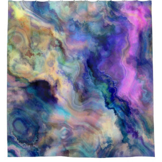 Colourful marble shower curtain