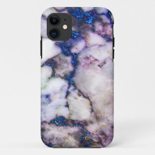 Colourful Marble Stone With Blue Glitter Case-Mate iPhone Case