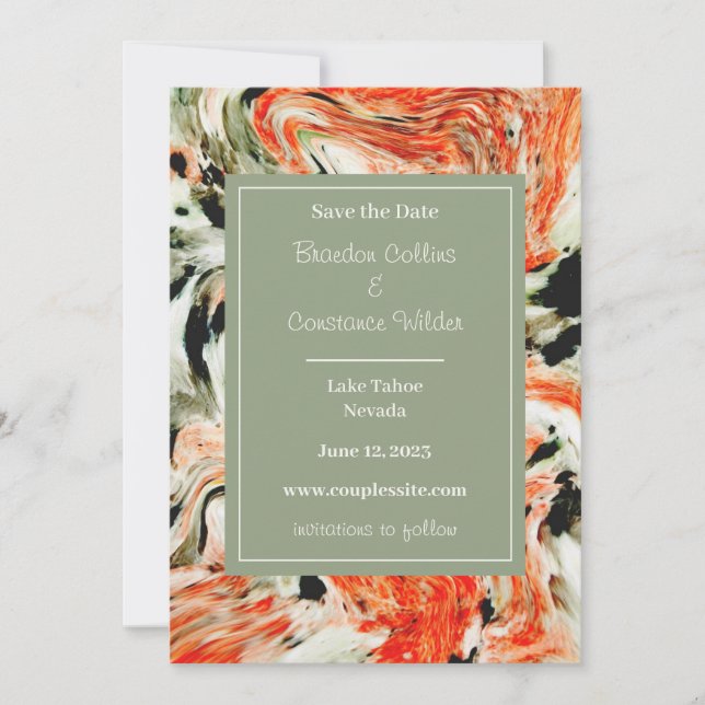 Colourful Marble Wedding Save The Date (Front)