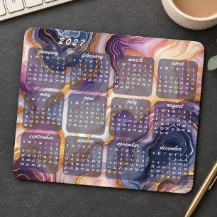 Colourful Marbled Art Pattern Design 2027 Calendar Mouse Pad
