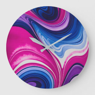 Colourful Marbled Paper Art Wall Clock