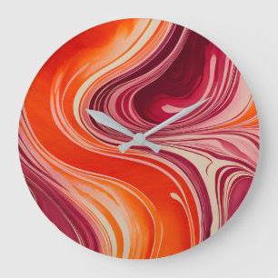 Colourful Marbled Paper Art Wall Clock