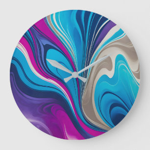 Colourful Marbled Paper Art Wall Clock