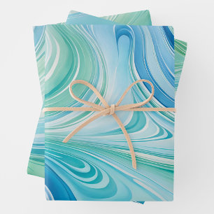 Colourful Marbled Paper Art Wrapping Paper Sheets